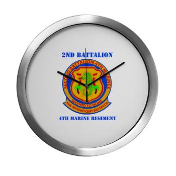 2B4M - M01 - 03 - 2nd Battalion 4th Marines with Text - Modern Wall Clock